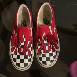 Red drip checkered vans size 7 women’s